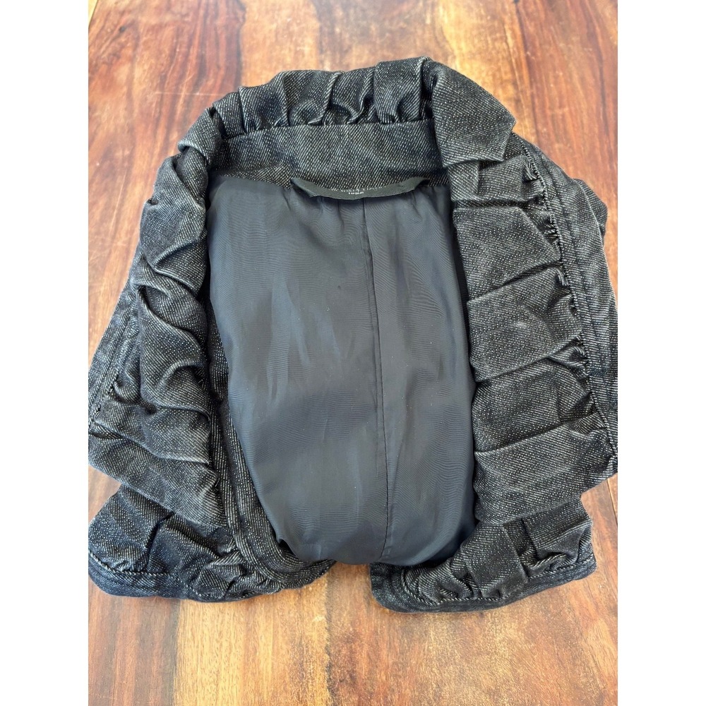 Y2K retro Simon Change Denim dark wash blazer belted womens' size 12 streetstyle - Picture 8 of 9